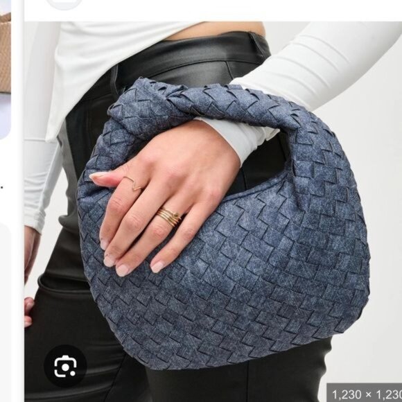 NWOT Urban Expressions Blue Hobo Bag with Woven Design - Picture 1 of 8